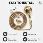 Luxury Spa: ImperialShine Gold Hand Held Shower Head, 4.5 inch 6 Spray Setting Handheld Showerhead with Extra-Long Hose, Experience Comfort and Elegance (Polished Brass/ImperialShine Gold)