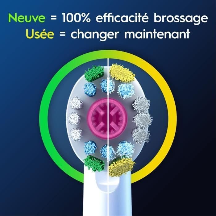 Oral-B Pro 3D White Electric Toothbrush Head, X-Shaped Bristles and Unique Polishing Cup for Teeth Whitening and to Remove Surface Stains, Pack of 8 Toothbrush Heads, White