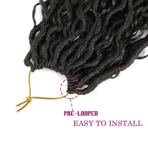 8 Packs Curly Boho Braids Faux Locs Crochet Hair, 18 Inch Goddess Locs Crochet Hair, Hippie Locs, Hair Extensions (18 Inch, 8 Packs, 4#)