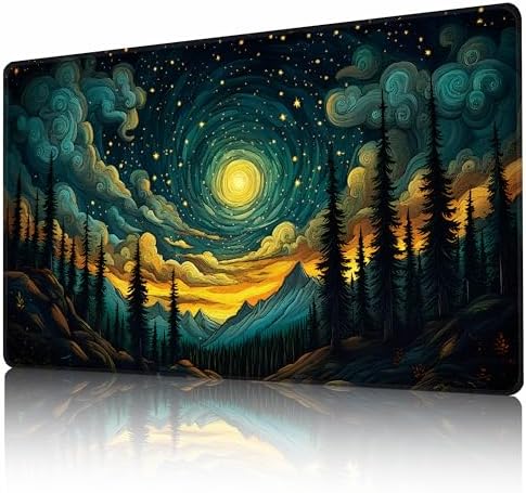 MTG Playmat Non-Slip Rubber Backing Printing Commander Board Game Desk Mat Duel Mat TCG PTCG Playmat 24x14 inches and Free Storage Bags (Valley)