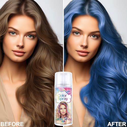 Temporary Hair Color Spray, Temporary Hair Color Wax, Washable Hair Wax Dye Pomades Disposable Natural Hair Strong Style for Christmas Party,Hollowen,Cosplay (Blue)