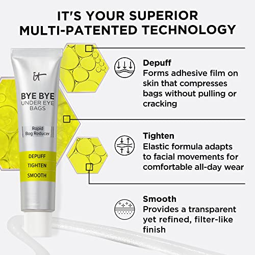 IT Cosmetics Bye Bye Under Eye Bags Treatment For Women & Men – Temporary Undereye Bag Reducer & Under Eye Corrector Depuffs, Tightens, Smooths & Reduces Look of Wrinkles & Fine Lines - 0.5 Fl. Oz