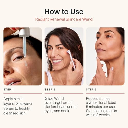 Solawave 4-in-1 Radiant Renewal Facial Wand | Red Light Therapy for Face and Neck | Galvanic Skincare Wand & Facial Massager | Anti-Aging Wrinkle Reduction | Solawave Original