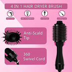 Dual Voltage Hair Dryer Brush with European Plug, Blow Dryer Brush for European Travel, 110V-120V/220V-240V Hot Air Brush and Styler Volumizer with Negative Ion Anti-frizz