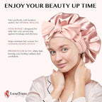 Satin Hair Bonnet by LuxeTress - Premium Soft Feel - Double-Layered Silk Satin - Adjustable Non Slip Band