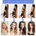 No Heat Hair Curler Headband for Long Hair, Satin Heatless Curling Rod with Adjustable Strap Overnight No Heat Curling Roller for Women and Girls Waves and Curls (Black)