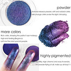 evpct 2Pcs Dark Royal blue Blue purple Duochrome MultiChrome Chameleon Rainbow Chrome Shimmer Eyeshadow Palette Set Loose High Pigment Metallic Holographic Eyeshadow Makeup Pallet, 2g, (02&04)