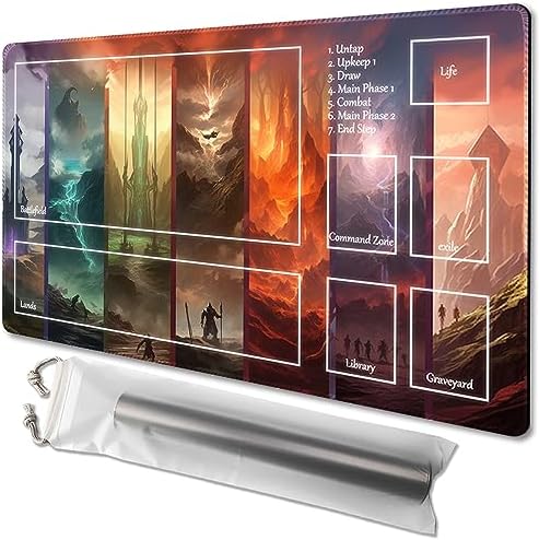MTG Playmat Size 24x14in Free Storage Bags Non-Slip Backing Printing, Ideal for Card Game Enthusiasts TCG Playmat (with Zone,Secret of The Castle)
