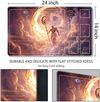 MTG Playmat with Zones Magic Card Playmat Game Mat,TCG & CCG Card Games Mat with Free Storage Bags Size 24 x 14 Inches (with Zones,God)