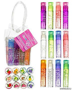 Expressions 12pc Roll On Lip Gloss Set with Carrying Case, Glossy Lip Make-up for Kids and Teens - Fruity Flavors, Non Toxic, Kid Friendly, Party Gift, Best Friends