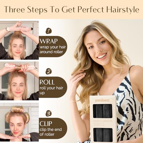 YANIBEST Heatless Hair Curler, Heatless Curls Overnight, No Heat Curling Rod,Hair Rollers to Sleep in, 4PCS Rods for Most Hair Types