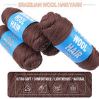 4 Pcs Brown Brazilian Wool Hair for Braids Acrylic Hand Knitting Yarn for Braiding Hair Faux Locs Crochet Hair Boho Box Crochet Braids Synthetic Braiding Hair Extensions(#30)