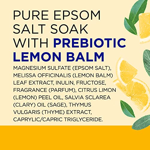 Dr Teal's Pure Epsom Magnesium Salt Soak, Prebiotic Lemon Balm & Essential Oil, 3 lbs (Pack of 4)