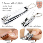 3 Swords Germany - Brand Quality 4 Piece Manicure Pedicure Grooming kit Set Tweezers File Clipper Fashion Leather case in Gift Box, Made by 3 Swords