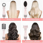 IG INGLAM 4 in 1 Blowout Hair Dryer Brush Set - Negative Ion Detachable Hair Dryer, Volumizer Styler with 2 Brush Heads, Pink