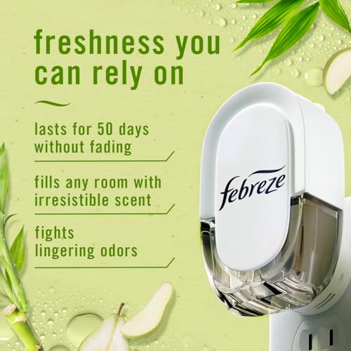Febreze LIGHT Fade Defy PLUG Air Freshener, Bamboo, (3) .87 oz Oil Refills (Pack of 2)