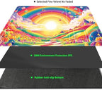 MTG Playmat with Zones Magic Card Playmat Game Mat,TCG & CCG Card Games Mat with Free Storage Bags Size 24 x 14 Inches (with Zones,Sun3)