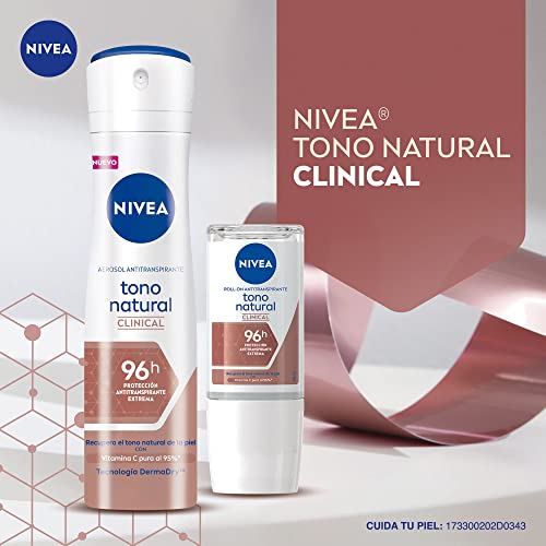 Clinical Whitening Deodorant Natural Tone / 96 hour protection antiperspirant for women in roll on/Pack of 3 (50 milliliters 1.7 Fl Oz)
