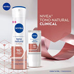 Clinical Whitening Deodorant Natural Tone / 96 hour protection antiperspirant for women in roll on/Pack of 3 (50 milliliters 1.7 Fl Oz)