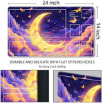 MTG Playmat with Zones Magic Card Playmat Game Mat,TCG & CCG Card Games Mat with Free Storage Bags Size 24 x 14 Inches (with Zones,Moon5)