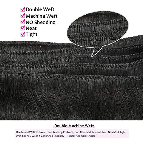 Liang Dian 16 Inch Human Hair Bundles Natural Color 4 Bundles With 14" Closure 12A Brazilian Virgin Hair 100% Unprocessed Straight Human Hair Bundles(16" 16" 16" 16" with 14" Closure)