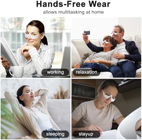 Under-Eye Red Light Therapy Device, Red Light Therapy Glasses Microcurrent Eye Massager Red Light Eye Mask for Eye Bags Dark Circles Puffiness Wrinkles Fine Lines