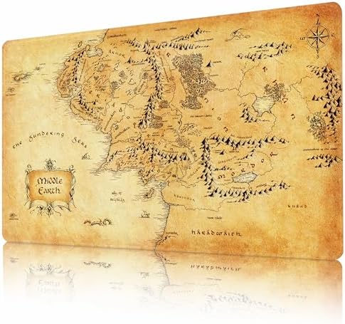 MTG Playmat Non-Slip Rubber Backing Printing Commander Board Game Desk Mat Duel Mat TCG PTCG Playmat 24x14 inches and Free Storage Bags (YXD-Middle Earth 2)