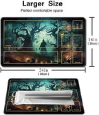 MTG Playmat Size 24x14in Free Storage Bags Non-Slip Backing Printing, Ideal for Card Game Enthusiasts TCG Playmat (with Zone,High-Tech)