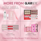 Glamnetic Press On Nails - Winter Glaze | Short Almond Snowflake Nails with French Tips, Reusable Stick On Fake Nails with Glue | Salon Quality | 15 Sizes - 30 Nail Kit