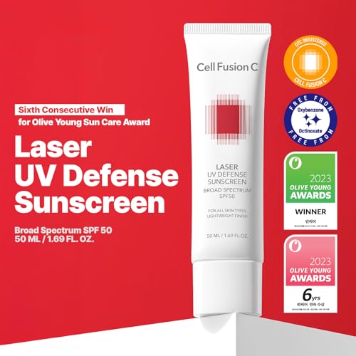 Cell Fusion C Laser UV Defense Face Sunscreen SPF 50, With PDRN & 6 Ceramides, No White Cast, Soft Matt Finish, Korean Sunscreen for Face, 50ml / 1.69 fl.oz