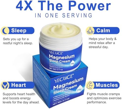 Magnesium Cream for Body - Magnesium Oil for Feet, Pure Premium Magnesium Lotion with Vitamin E and Almond Oil for Muscle Soreness