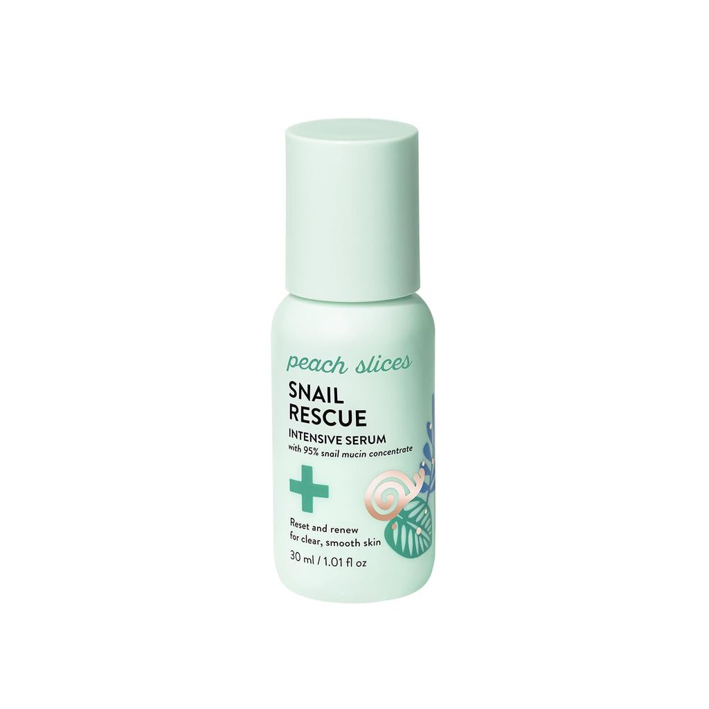 Peach Slices - Snail Rescue Intensive Serum (1.01 oz) - 95% Snail Mucin Concentrate - Reset, Renew & Smooth - Birch Juice, Hyaluronic Acid & Cica - Vegan & Cruelty Free - Korean Skin Care & Beauty