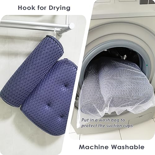 AEROiVi Bathtub Pillow Headrest Bath Pillows for Tub Neck and Back Support with Non Slip Suction Cups Spa Bath Cushion Dark Blue
