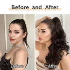 Pony Tails for Women Claw Clip Ponytail Extension Wavy 20" Synthetic Clips in Ponytails Hair Extensions Wigs Fluffy Hairpieces for Wedding Party Daily Use 6 Oz Darkest Brown