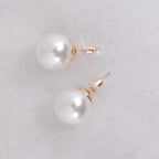Large Pearl Earrings for Women Studs - Big Faux White Pearl Stud Earrings
