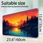 MTG Playmat for Magic TCG - Rubber Play Mat With Smooth Surface for Trading Card and Battle Games - Sunset Forest Theme