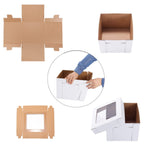 Huoshange Tall Cake Boxes for Tier Cakes,8X8X10 Inch [4Pack ] Thick Sturdy Cake Box with Window,White Cake Carrier, Disposable Cake Containers