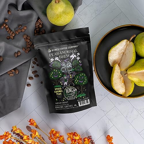Bones Coffee Company Fall Flavors Sample Pack Gift Set, Medium Roast Ground Coffee Low Acid Flavored Coffee Beans (4 oz, Pack of 5)