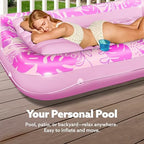 SLOOSH Inflatable Tanning Pool Lounger Float, 70" x 46" Pool Floats Adult with Pillow, 4 in 1 Suntan Tub Raft Floatie,Sunbathing Bed Lounge for Water Blow Up Kids Ball Pit Party Gifts, L-Hot Pink