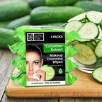 Global Beauty Care Cleansing Makeup Removal Wipes Bulk - Great for travel toiletries - 120 Count (4-Pack) (Cucumber)