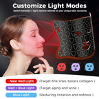 Red Light Therapy for Face, LED Face Mask Light Therapy, Red Light Therapy Mask for Wrinkles, Acne, Skin Rejuvenation, 300 LEDs, 3 Modes, 10-Min Auto Off, Eye Protection Included