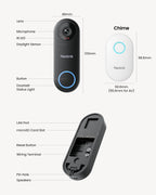 REOLINK Video Doorbell WiFi Camera - Wired 2K Outdoor, 5G&2.4G WiFi, 4:3 Wide View Angle, Smart Detection, Local Storage, No Subscription Front Door Home Security, Customized Reolink Chime