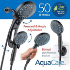 Hotel Spa AquaCare for California As-Seen-On-TV High Pressure Handheld Rain 50-mode 3-way Shower Head Combo with Adjustable Arm, Anti-clog Jets, Tub & Pet Power Wash, 6 ft. Hose, Rubbed Bronze