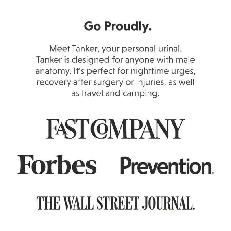 Tanker - Portable Urinal for Men Spill Proof - A Camping and Festival Essential, Designed for Nighttime Urges, Post-Surgery Recovery, and Travel Use