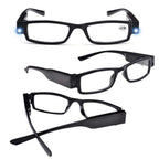 4 Pcs Reading Glasses Led Readers with Lights Fashion Glasses for Reading for Men and Women Lighted Magnifier Nighttime Reader Compact Full Frame Eyewear Unisex Clear Vision Lighted Eye Glasses(+250)