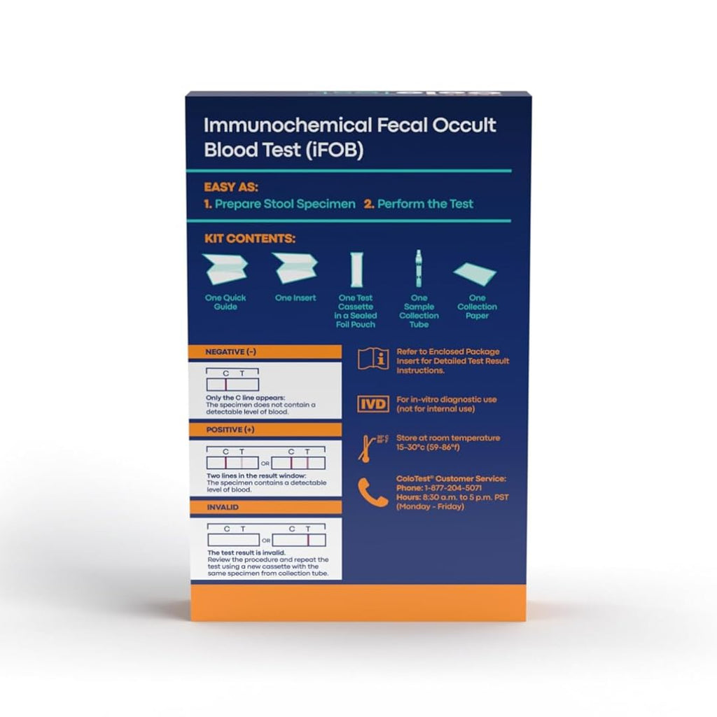Reese's ColoTest, FIT Immunochemical Fecal Occult Blood Test Kit at Home, 1 Ct, Easy to Use Colon Health Screening, Detects Hidden Blood in Stool, 1-Minute Results, 98.8% Accurate