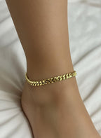 BA UNIQUE FASHION Gold Electroplated Anklet for Women, 9-12 Inch Sizes, Figaro, Cuban, Mariner, Herringbone Design - Made in Korea (10, Concave Cuban Chain)