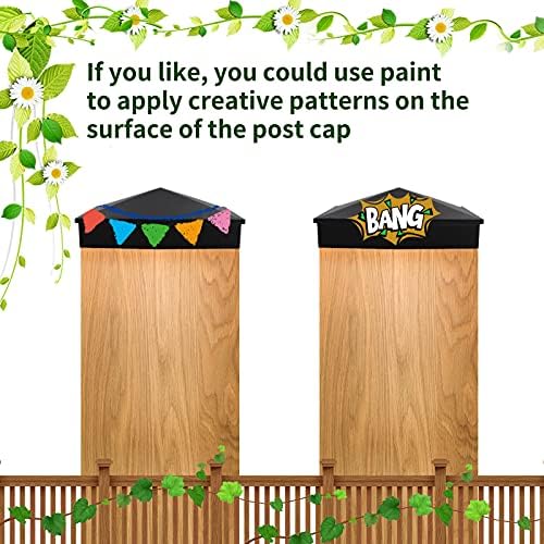 Azdele 4x4 Aluminum Pyramid Post Caps Cover for 4x4 Nominal Wood Post(Actual/True 3.5" x 3.5"), with Matte Finish Powder Coated Surface, for Fence Wood Post of Decks or Corridors(Black, 4 Pack)