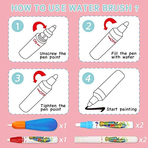 Water Doodle Mat- Kids Painting Writing Doodle Board Toy - Color Drawing Mat Bring Magic Pens Educational Toys for Age 3 4 5 6 7 8 9 10 Year Old Girls Boys Toddler Present