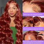 30 Inch Reddish Brown Lace Front Wigs Human Hair 13x6 Body Wave Lace Front Wig 180% Density 33# Lace Frontal Wigs Human Hair Pre Plucked with Baby Hair for Women Auburn Brown Human Hair